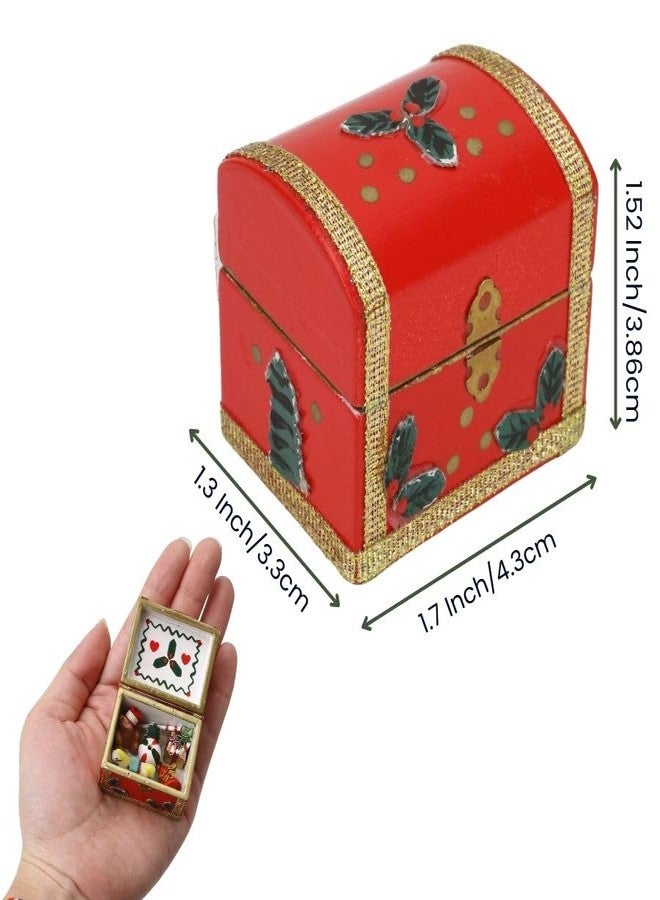 KH866 1/12 Dollhouse Miniature Christmas Chest Box, Mini Doll House Christmas Accessories, Wooden Chest Small Decoration for Table Top Decor, Model Scenes, Decorative DIY Crafts & Fairy Garden - Image 2